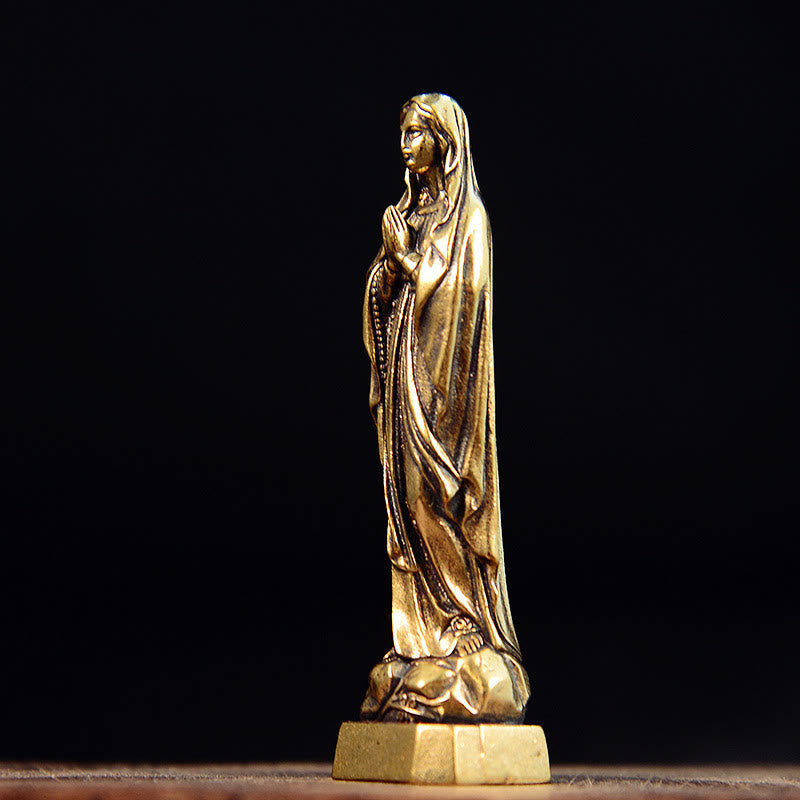 Christianartworkshop Classic Style Exquisite Brass Our Lady Pray For Us Virgin Mary Statue Ornament - image 1