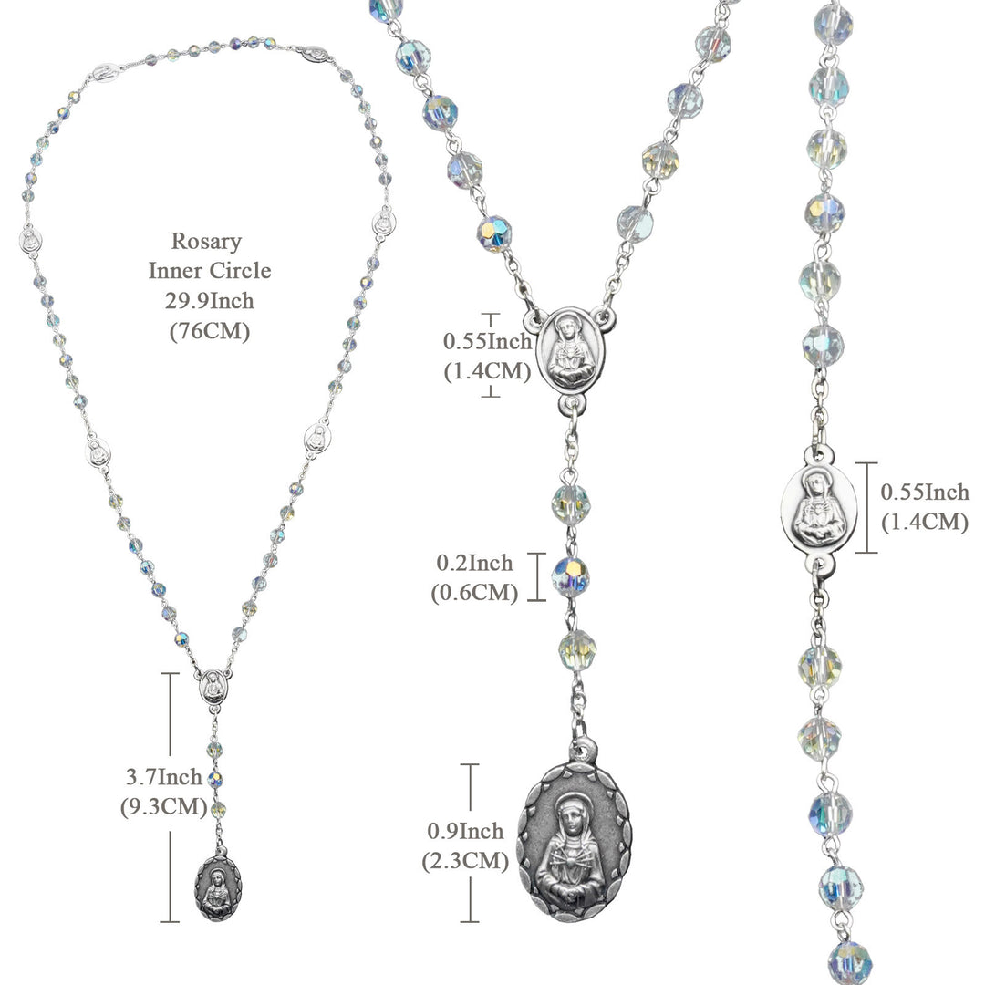 Christianartworkshop Virgin Mary of 6 mm Polyhedron Clear Crystal Alloy Chain Rosary - image 5