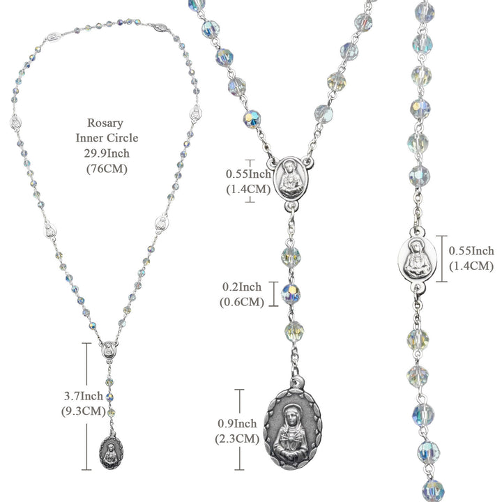 Christianartworkshop Virgin Mary of 6 mm Polyhedron Clear Crystal Alloy Chain Rosary - image 5