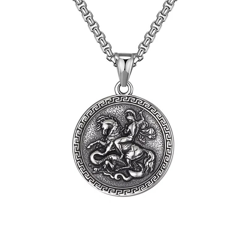 Christianartworkshop Classic Style St. George Dragon Slayer Pendant Necklace - St. George Dragon Slayer - image 0