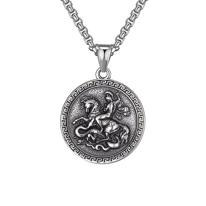 Christianartworkshop Classic Style St. George Dragon Slayer Pendant Necklace - St. George Dragon Slayer - image 0