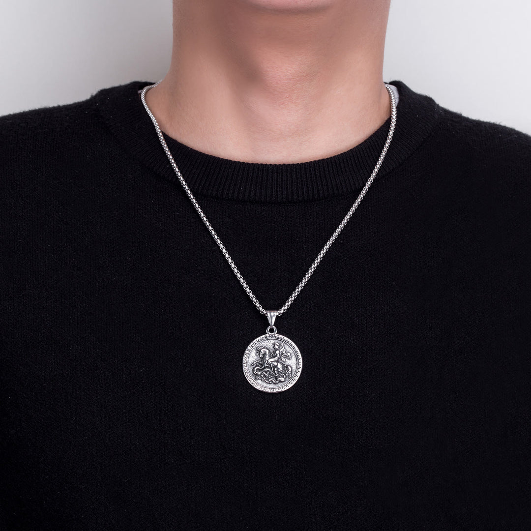 Christianartworkshop Classic Style St. George Dragon Slayer Pendant Necklace - image 2