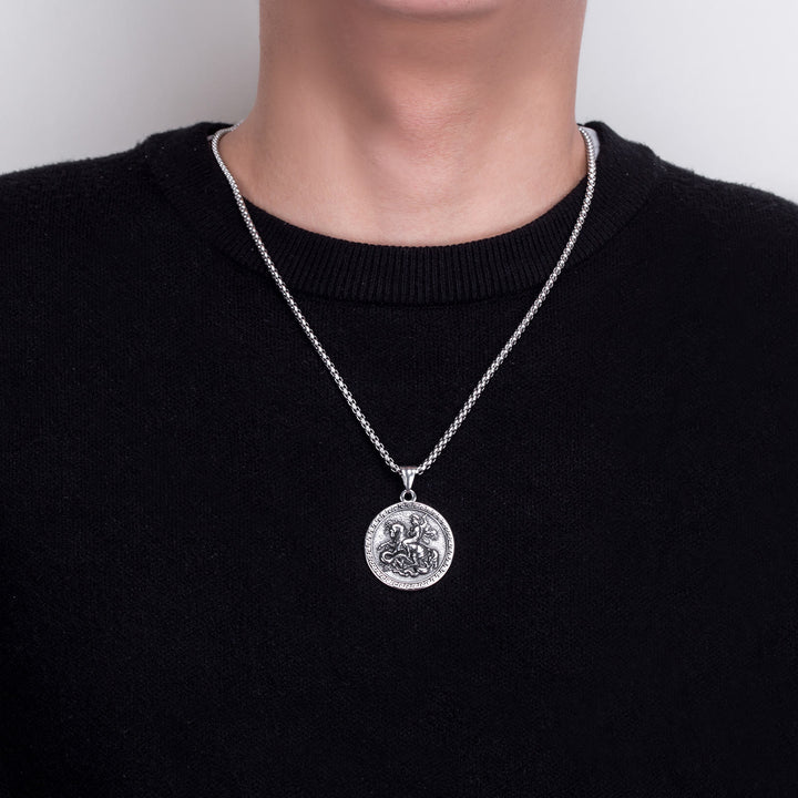 Christianartworkshop Classic Style St. George Dragon Slayer Pendant Necklace - image 2