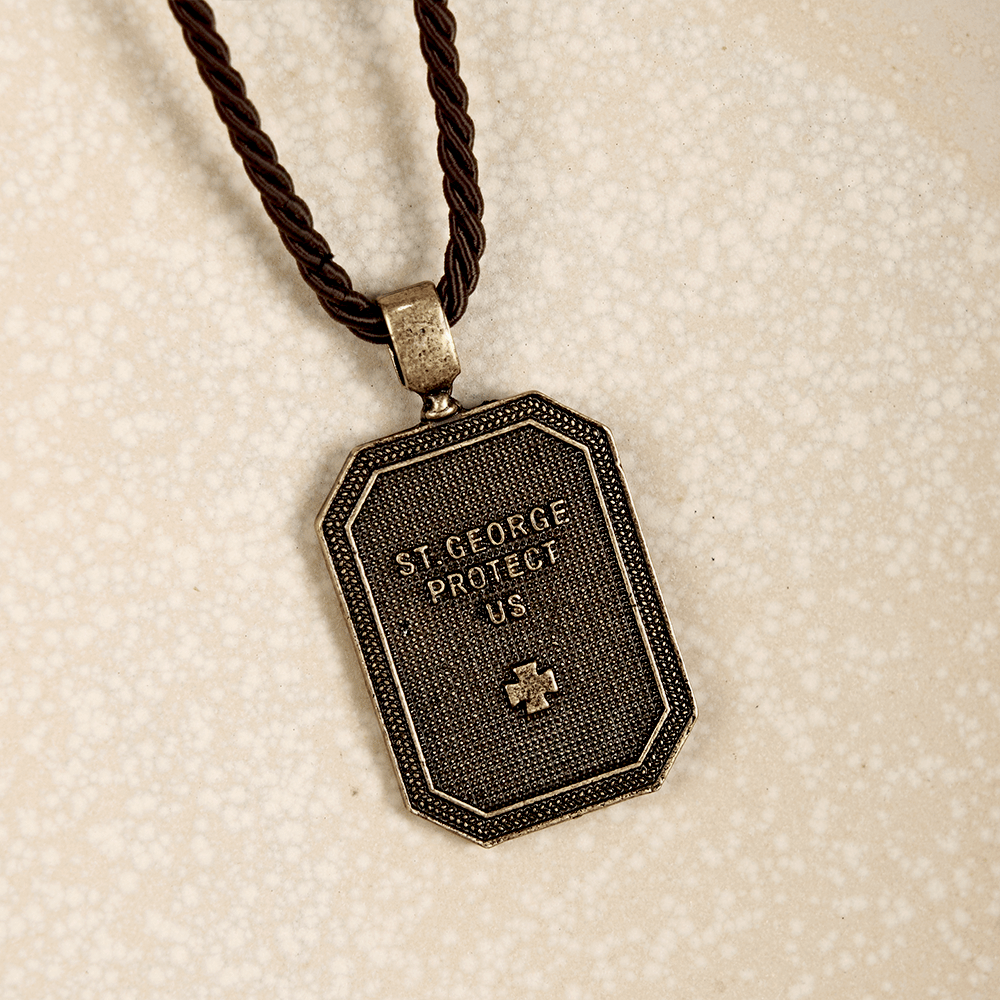 Christianartworkshop Classic Style Saint George and the Dragon Pendant Protection Prayer Necklace - image 4