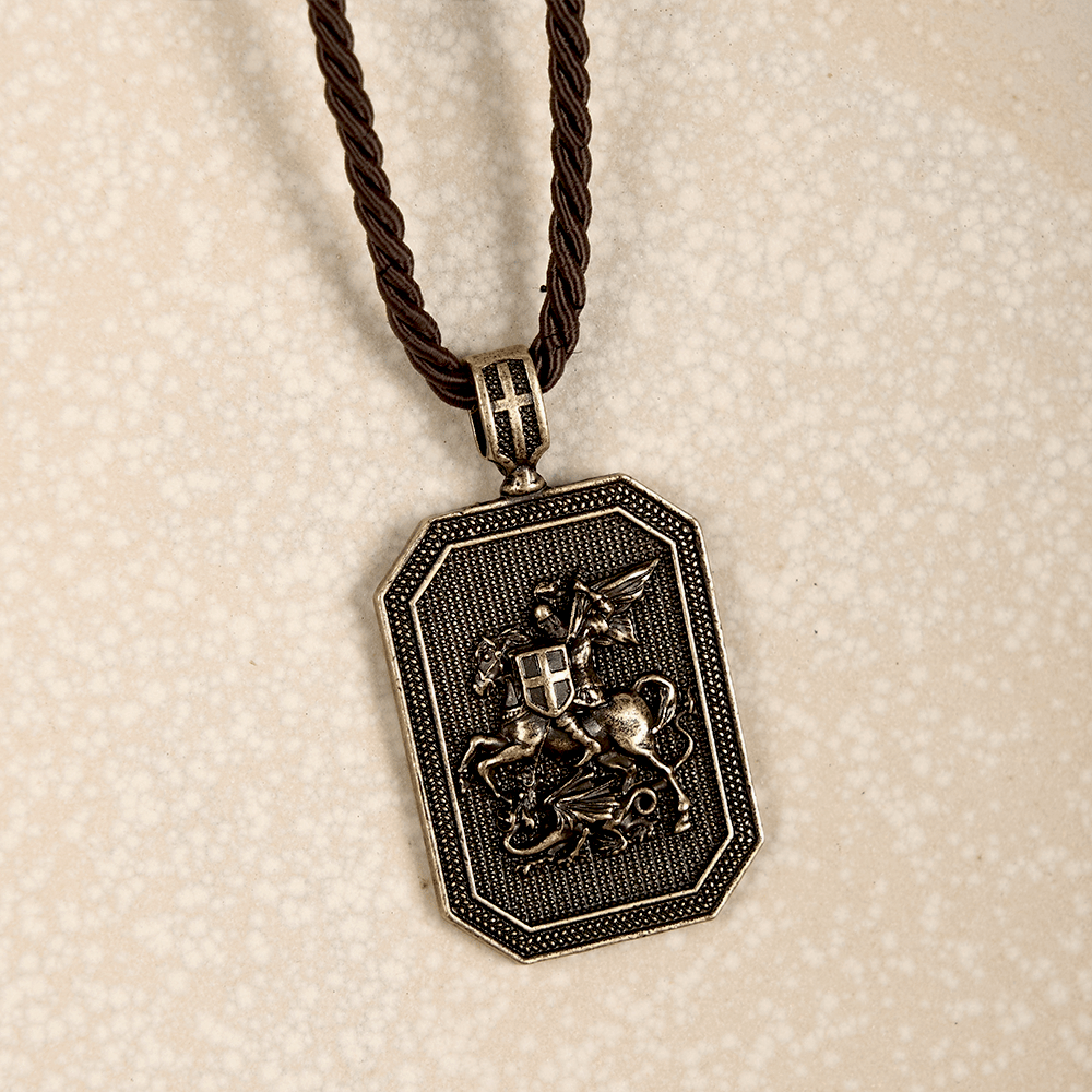 Christianartworkshop Classic Style Saint George and the Dragon Pendant Protection Prayer Necklace - image 2