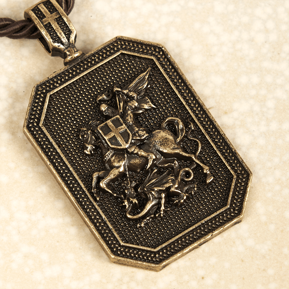 Christianartworkshop Classic Style Saint George and the Dragon Pendant Protection Prayer Necklace - image 3