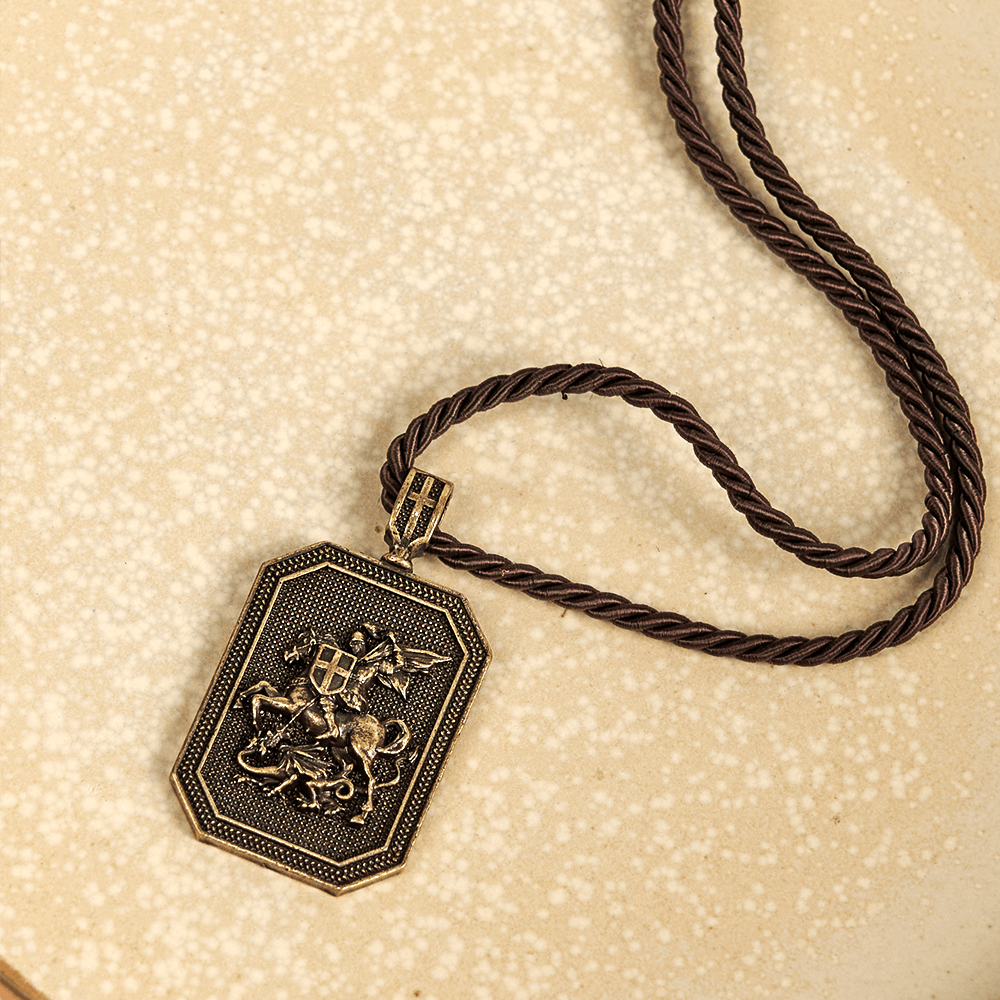 Christianartworkshop Classic Style Saint George and the Dragon Pendant Protection Prayer Necklace - image 5
