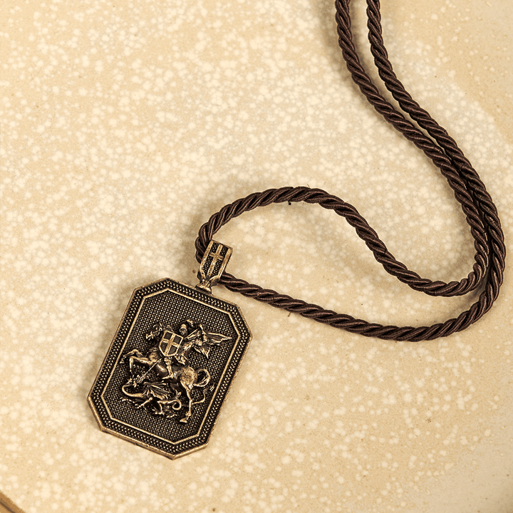 Christianartworkshop Classic Style Saint George and the Dragon Pendant Protection Prayer Necklace - image 5