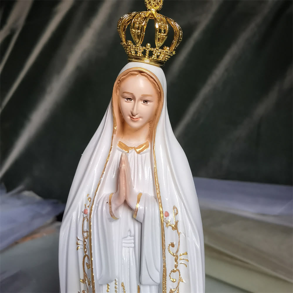 Christianartworkshop Classic Style Golden Crown Our Lady of Fatima Desktop Decorations Ornament