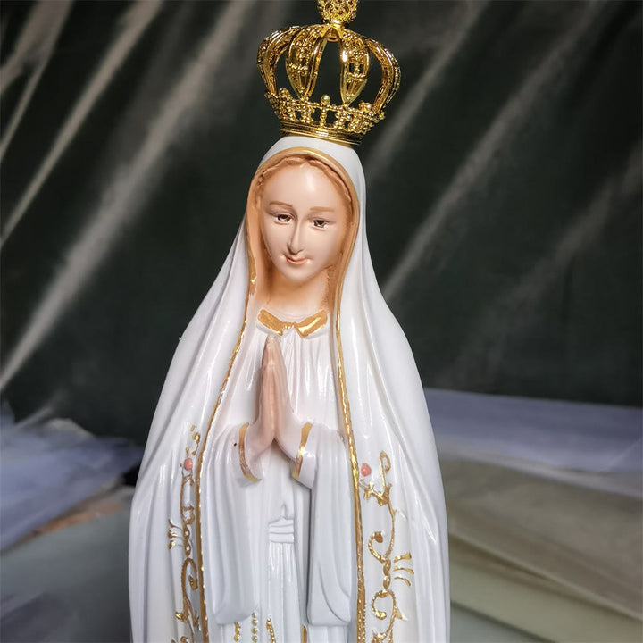 Christianartworkshop Classic Style Golden Crown Our Lady of Fatima Desktop Decorations Ornament