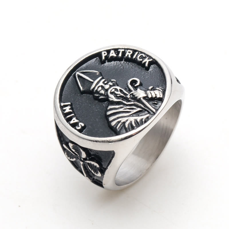 Christianartworkshop Classic Style Saint Patrick Stainless Steel Ring - Silver - US 14 - image 1