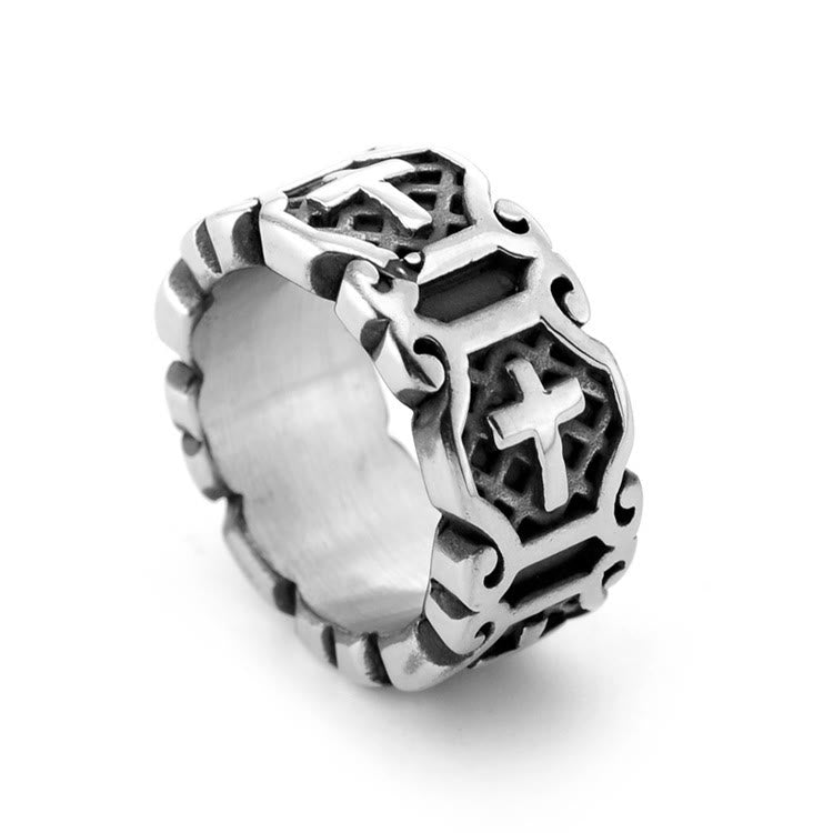 Christianartworkshop Modern Style Sacred Cross Elegant Pattern Ring - Silver - UK Size Z（US 13） - image 1