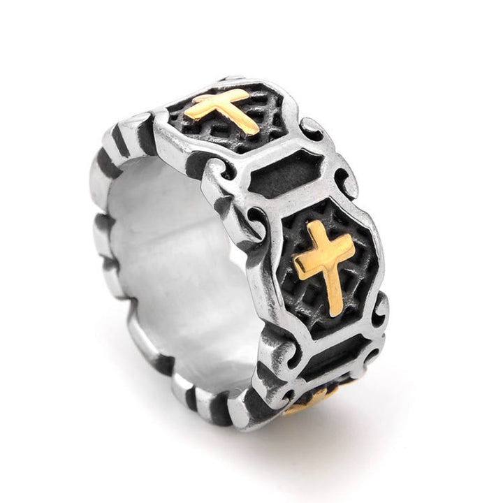 Christianartworkshop Modern Style Sacred Cross Elegant Pattern Ring - Gold - UK Size Z（US 13） - image 0