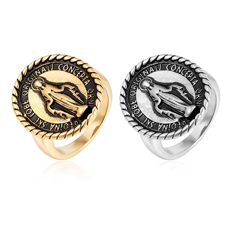 Christianartworkshop Classic Style Virgin Mary Medallion Blessing Ring - image 5