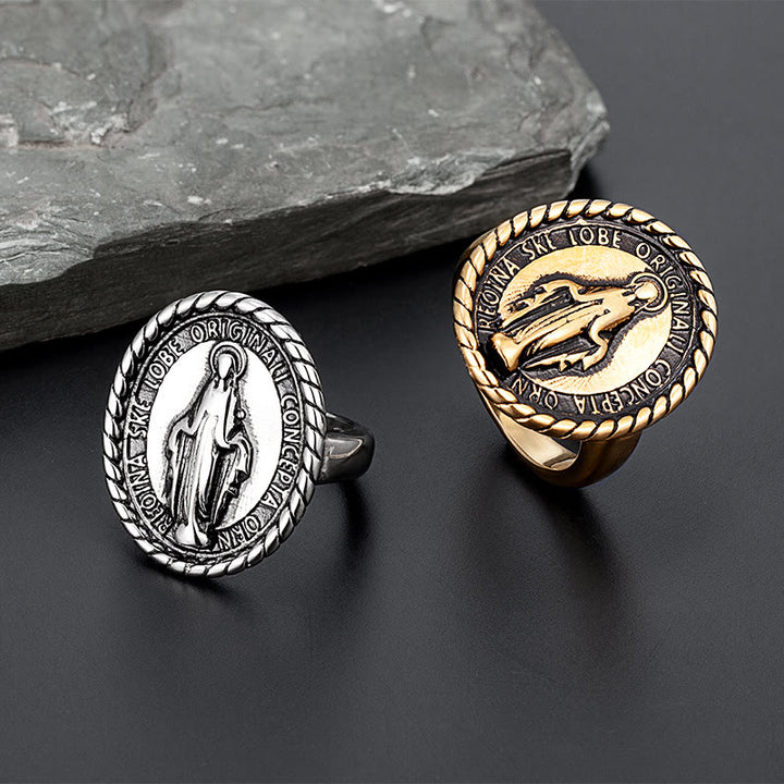 Christianartworkshop Classic Style Virgin Mary Medallion Blessing Ring - image 0