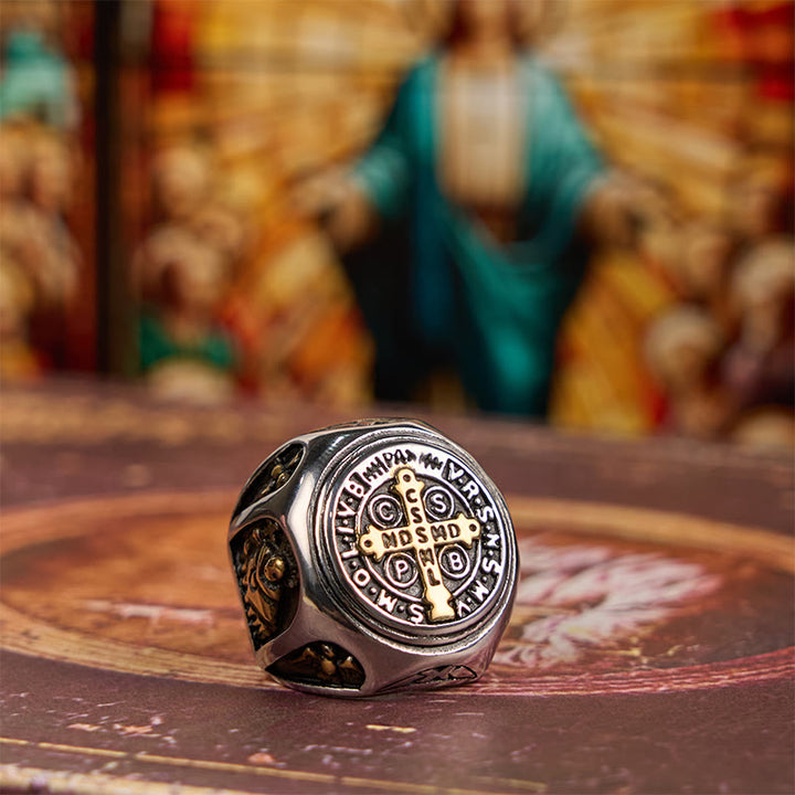 Christianartworkshop Classic Style St. Benedict Cross Divine Faith Ring - image 3