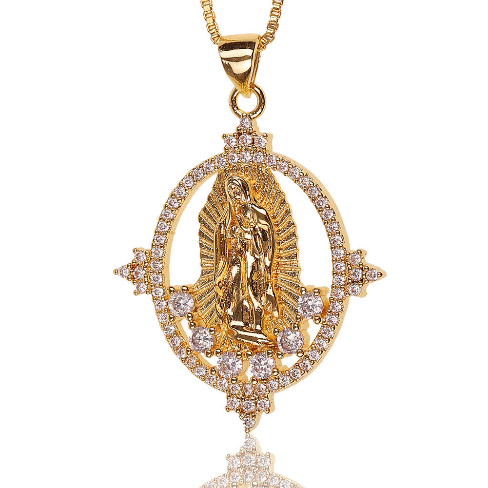 Christianartworkshop Luxury Style Our Lady of Guadalupe Gemstones Pendant Necklace - image 4
