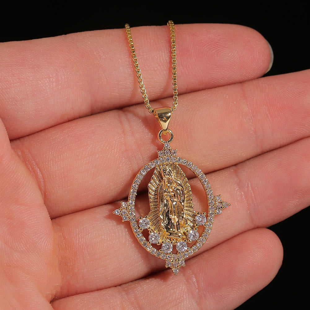 Christianartworkshop Luxury Style Our Lady of Guadalupe Gemstones Pendant Necklace - image 3