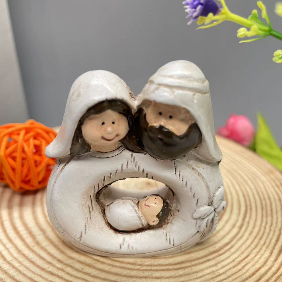 Christianartworkshop Classic Style Cartoon Nativity Scene Holy Family Desktop Decorations Ornament - The Holy Family - image 0