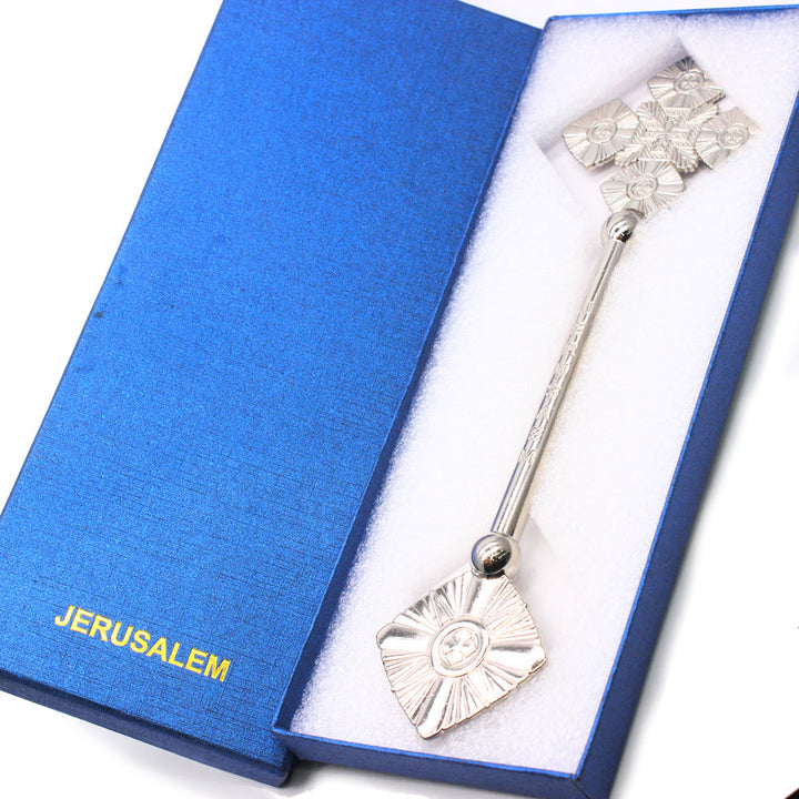 Christianartworkshop Classic Style Intricate Geometric Pattern Silvery Blessing Hand Cross