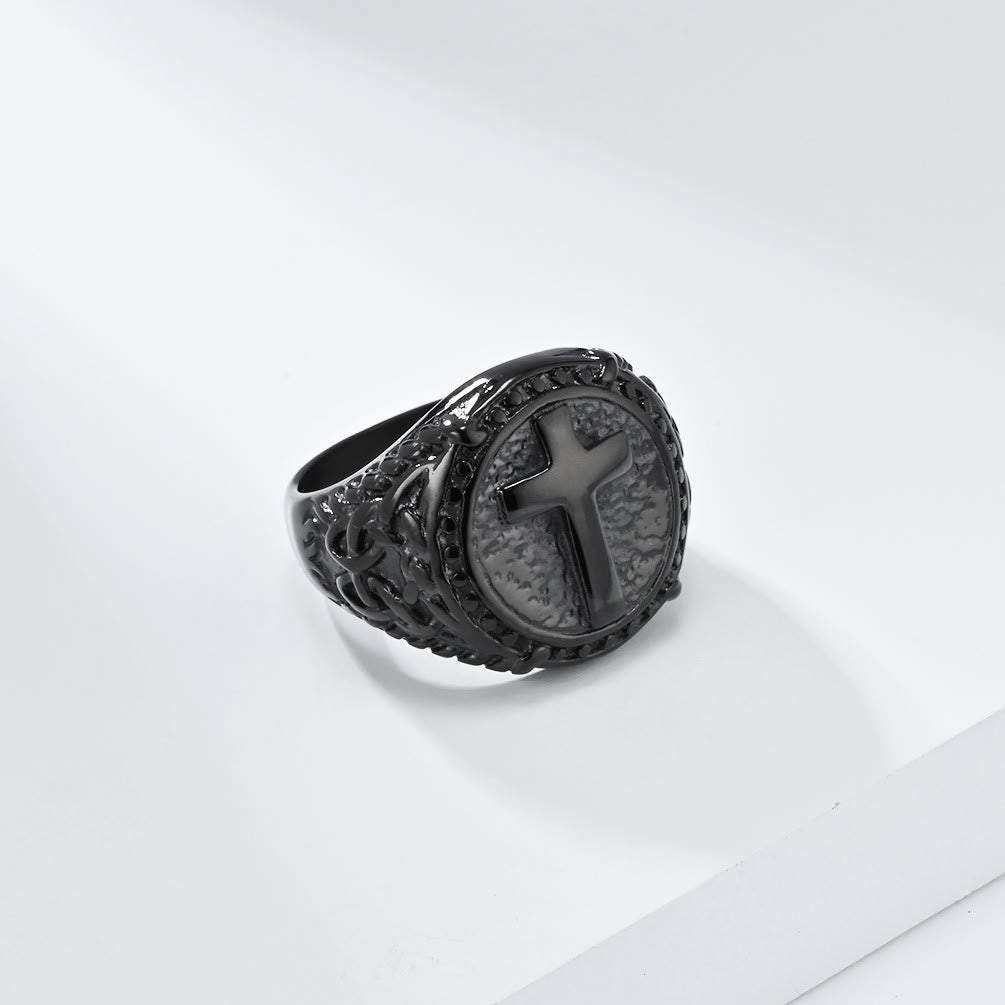 Christianartworkshop Minimalist Style Cross Divine Faith Heavy Duty Ring - image 3