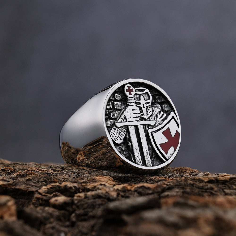 Christianartworkshop Retro Classic Style Knights Templar Cross Divine Faith Ring - image 1