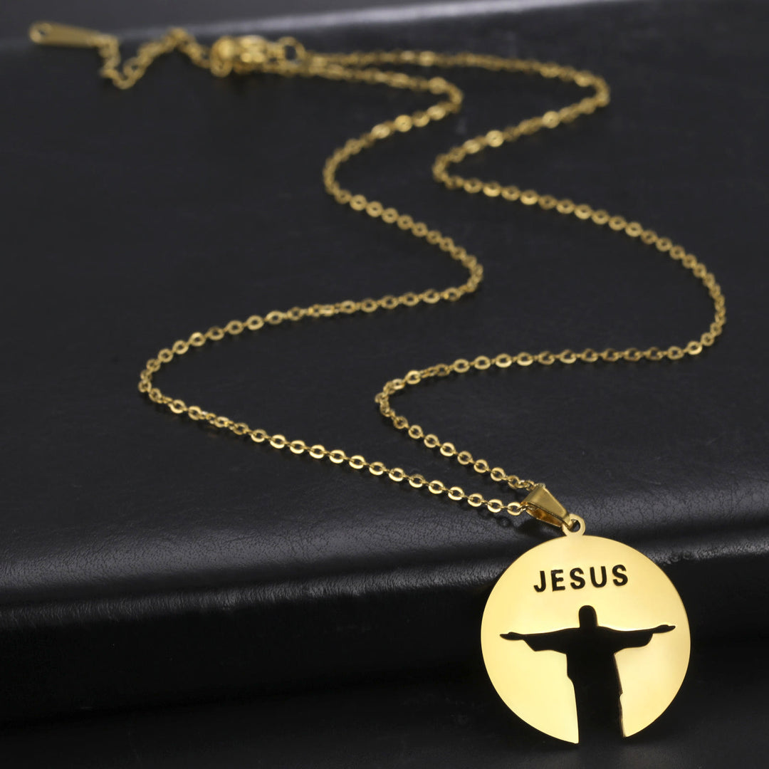 Christianartworkshop Round Jesus Pendant Necklace - image 0