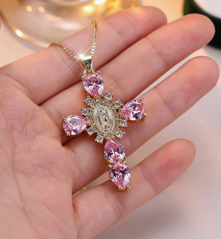 Christianartworkshop Diamond Virgin Mary Cross Necklace - image 4