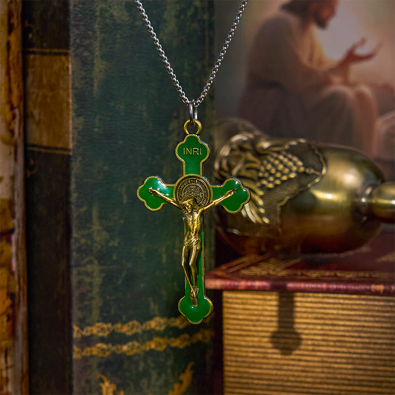 Christianartworkshop Multicolor Retro Style Classical Crucifix Faith Protection Pendant Necklace