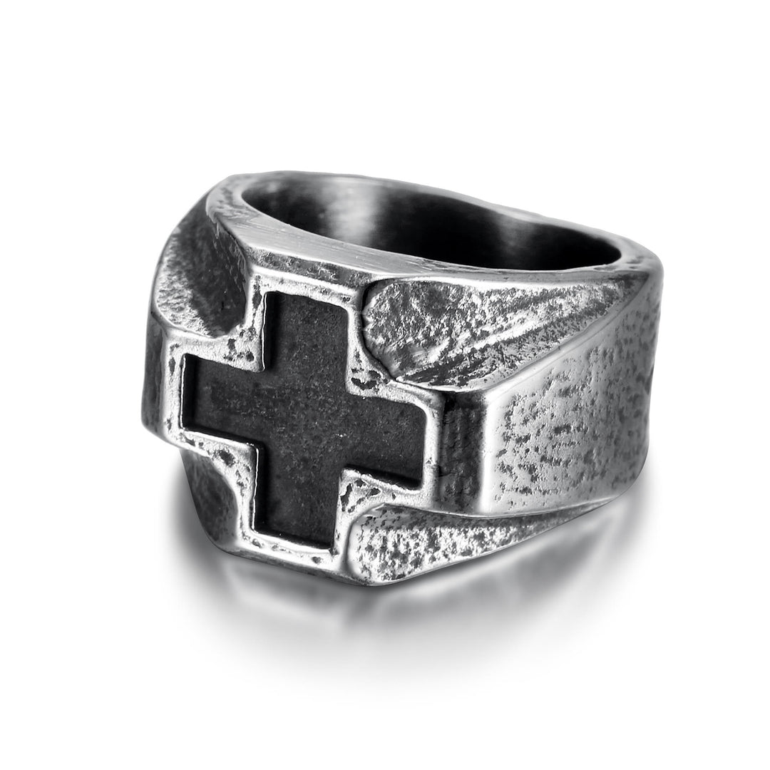 Christianartworkshop Heavy Metals Style Cross Engraved Stainless Steel Faith Ring - image 3