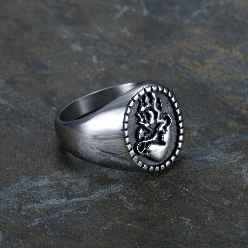 Christianartworkshop Classic Retro Style Jesus Sacred Heart Engraved Stainless Steel Faith Ring - image 1