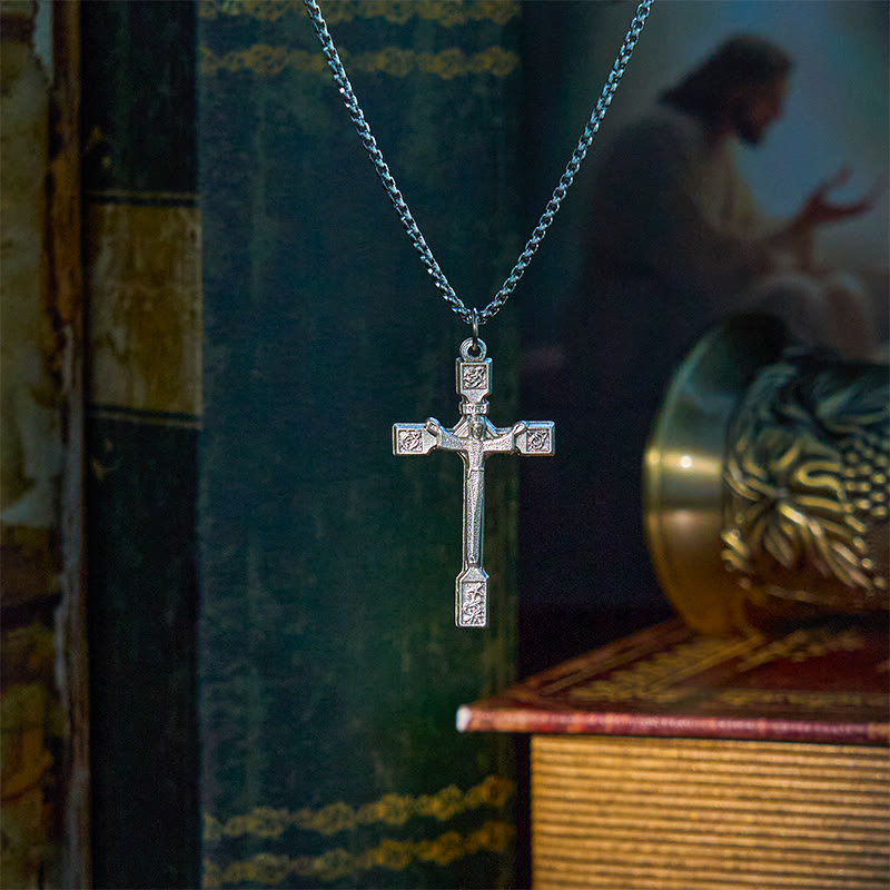 Christianartworkshop Minimalist Exclusive Craft Jesus Crucifix with Roses Pendant Necklace - image 2