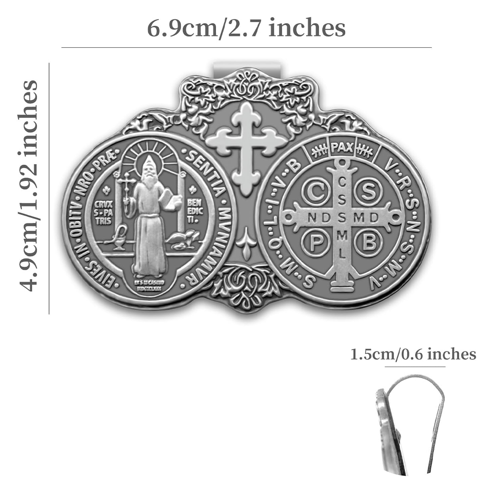 Christianartworkshop St. Benedict Protect Your Journey Two Medals Metal Visor Clips - image 4