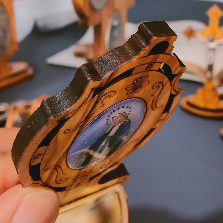 Christianartworkshop Miraculous Medal Holy Water Font Olive Wood Assumption of Our Lady  - image 4