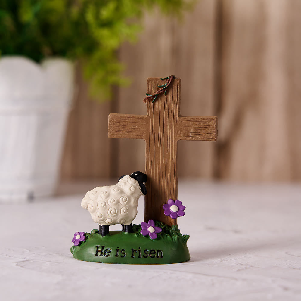 Christianartworkshop He is Risen The LORD is my shepherd Cute Little Sheep Desktop Ornament - image 1