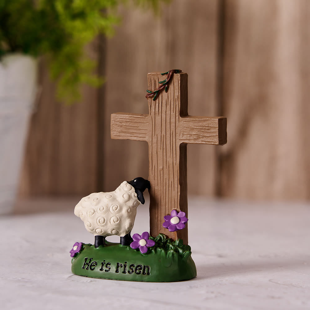 Christianartworkshop He is Risen The LORD is my shepherd Cute Little Sheep Desktop Ornament - He is risen - image 0