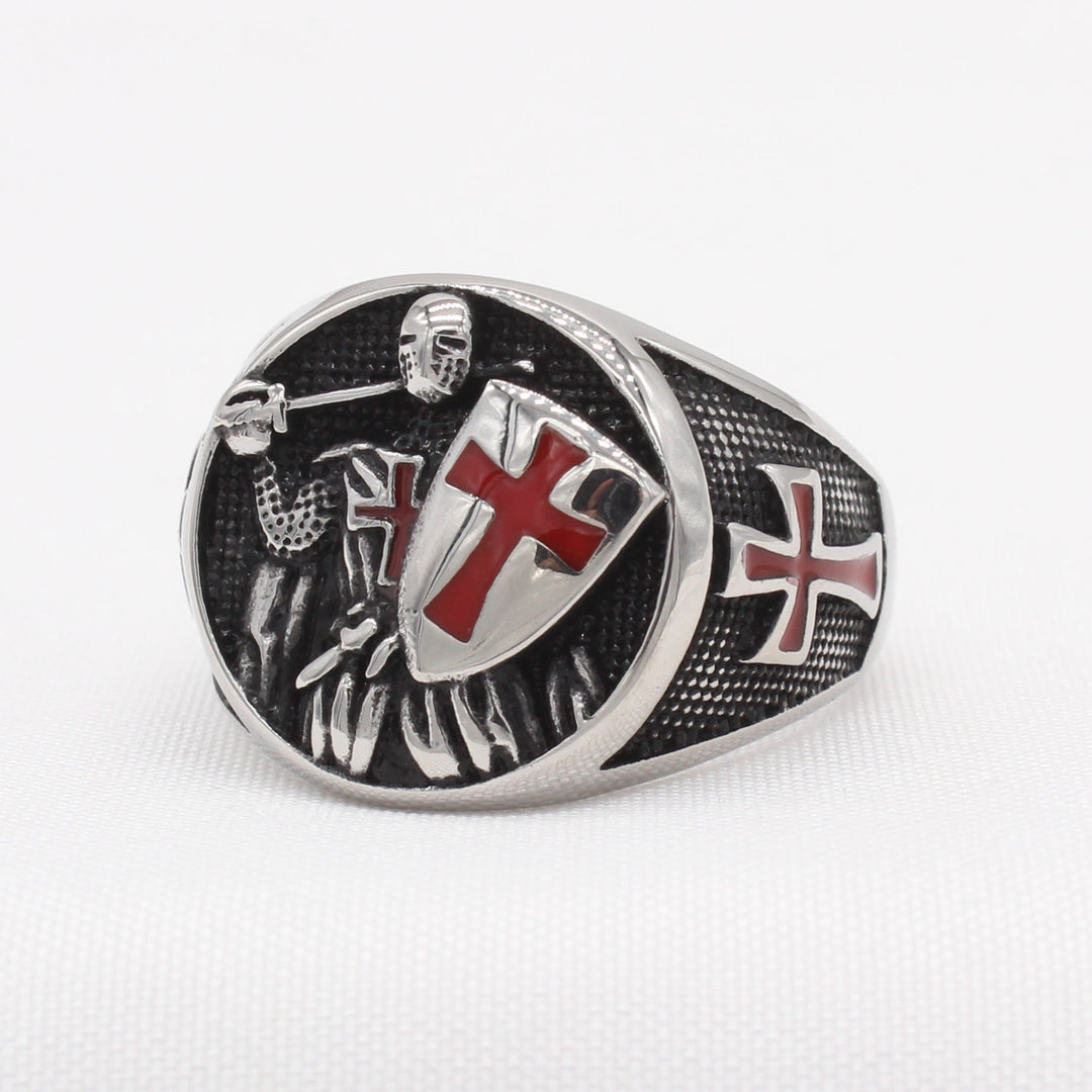 Christianartworkshop 2 Colors Retro Classic Style Knights Templar Shield Protect You Faith Ring - image 0