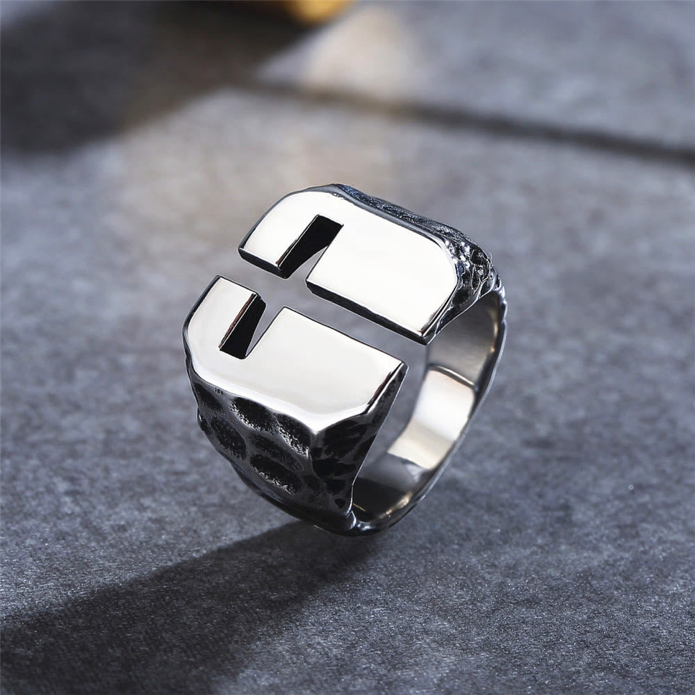 Christianartworkshop 3 Colors Minimalist Style Cross Engraved Stainless Steel Faith Ring - Silver - US 13 - image 1