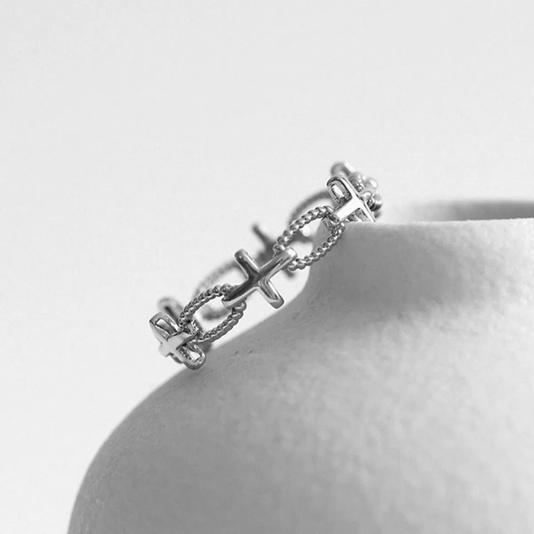 Christianartworkshop Minimalist Retro Style Cross Engraved Faith Ring - image 6