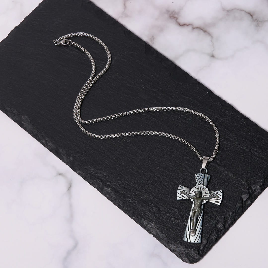 Christianartworkshop Retro Style Tree Pattern Jesus Cross Titanium Steel Pendant Necklace - image 5