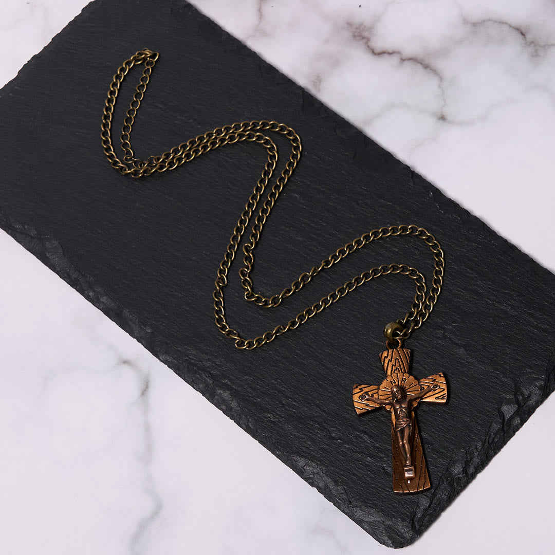 Christianartworkshop Retro Style Tree Pattern Jesus Cross Titanium Steel Pendant Necklace - image 11