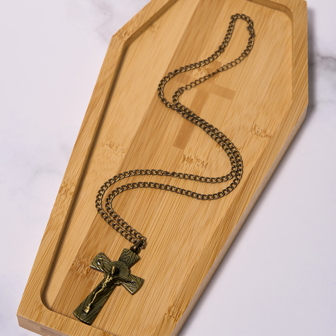 Christianartworkshop Retro Style Tree Pattern Jesus Cross Titanium Steel Pendant Necklace - image 15