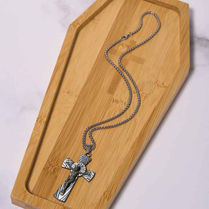 Christianartworkshop Retro Style Tree Pattern Jesus Cross Titanium Steel Pendant Necklace - image 14