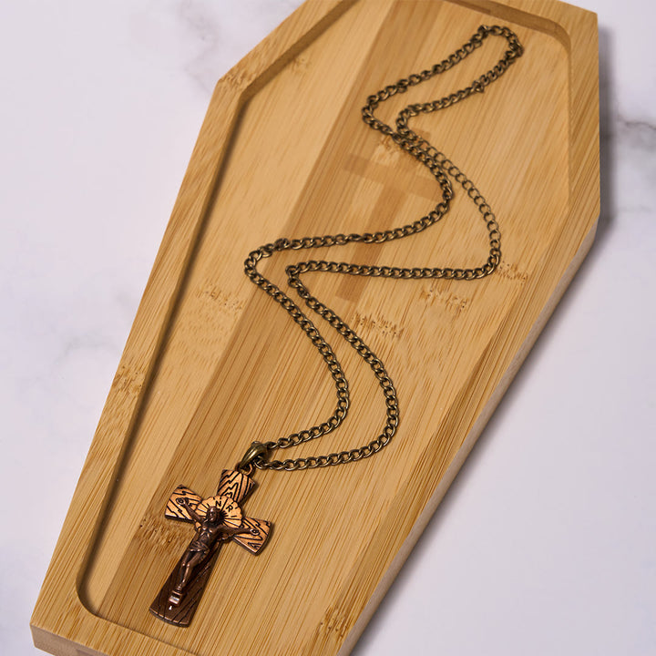 Christianartworkshop Retro Style Tree Pattern Jesus Cross Titanium Steel Pendant Necklace - image 16