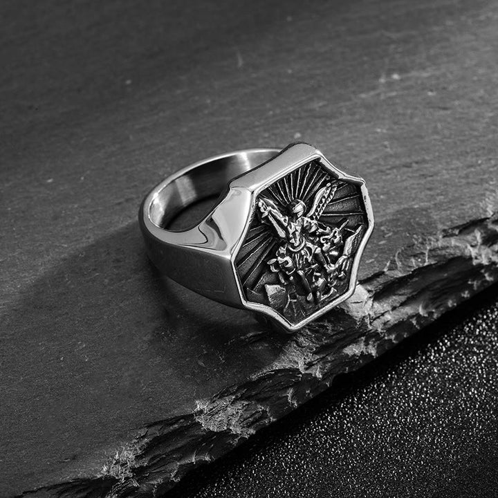 Christianartworkshop Exclusive Crafted Archangel St. Michael Ring - Expression of Daily Faith  - image 1