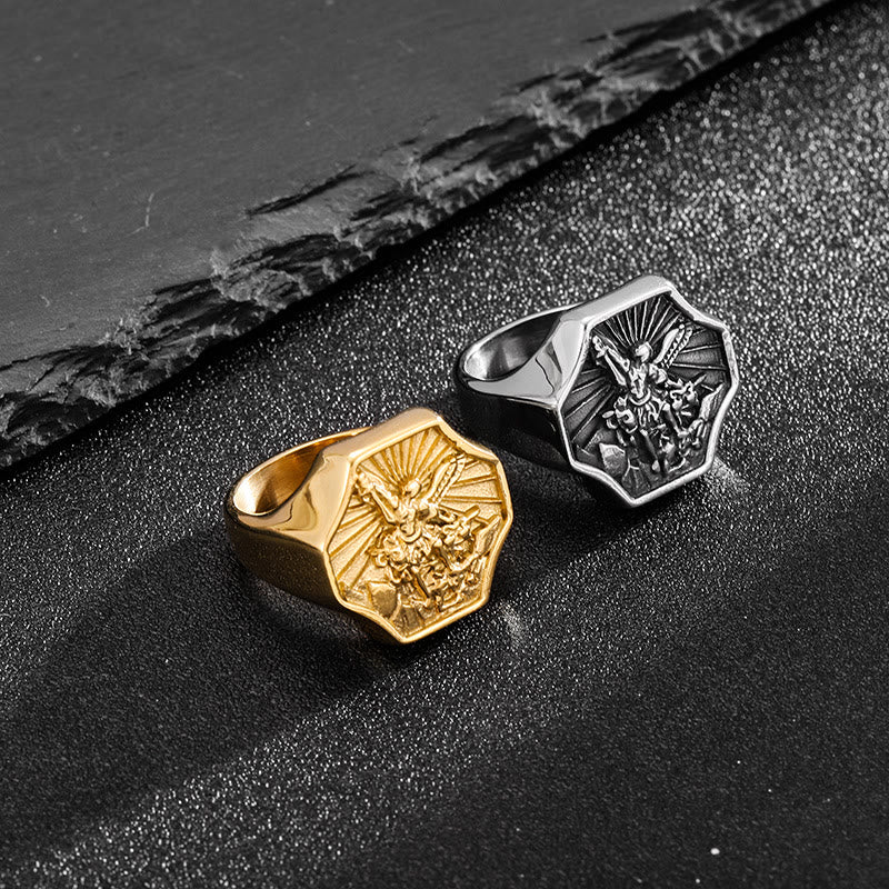 Christianartworkshop Exclusive Crafted Archangel St. Michael Ring - Expression of Daily Faith  - image 0