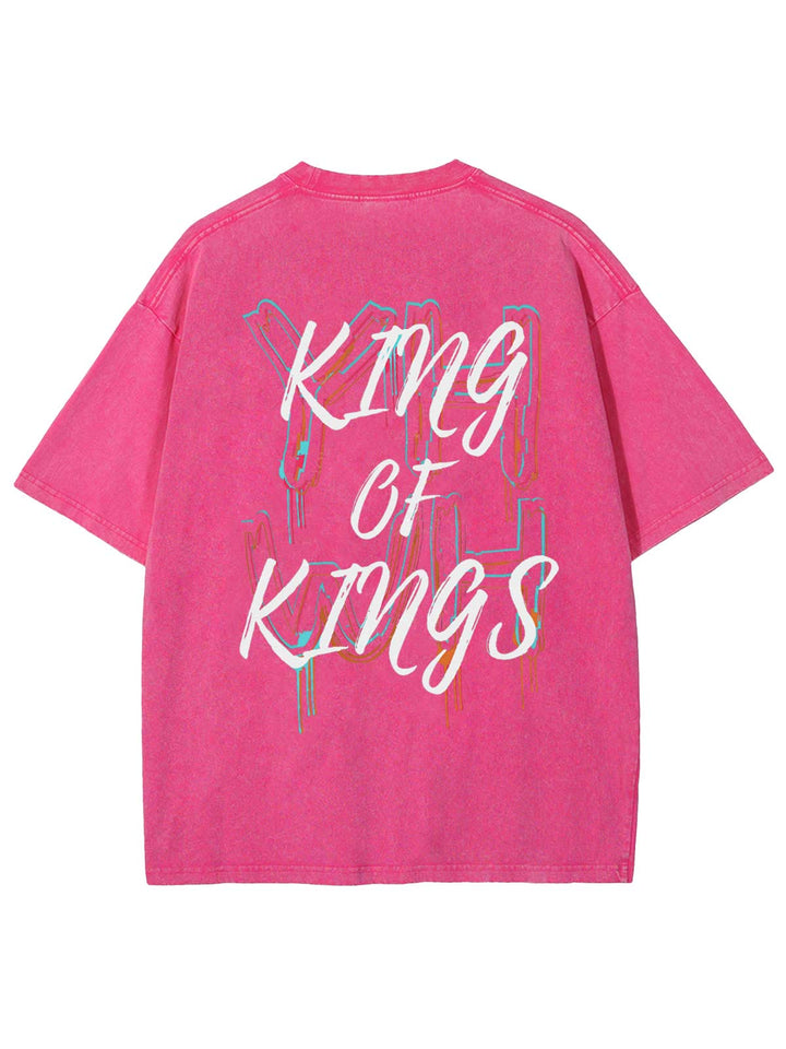 Christianartworkshop King Of Kings Unisex Washed T-shirt - Pink - 4XL - image 6