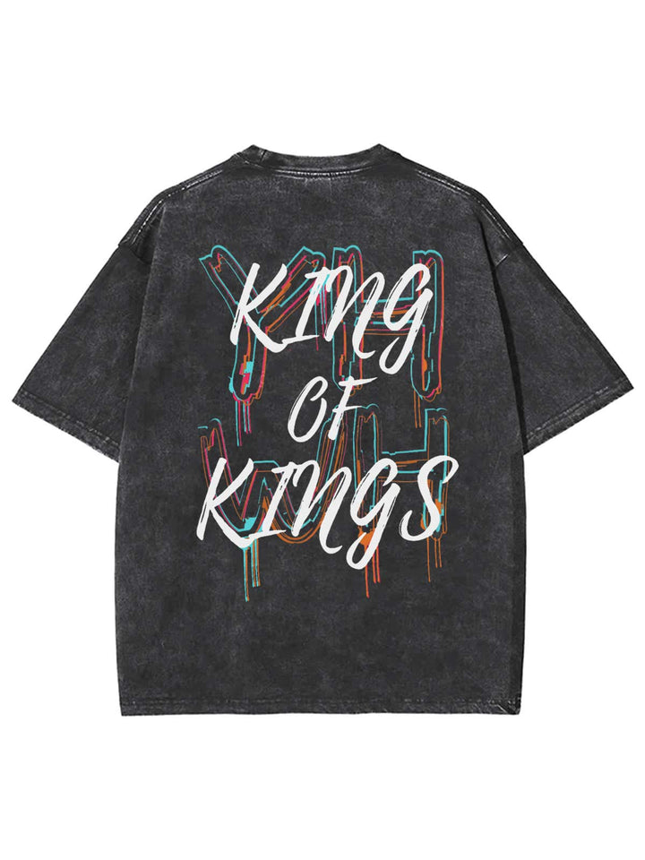 Christianartworkshop King Of Kings Unisex Washed T-shirt - Black - 4XL - image 2