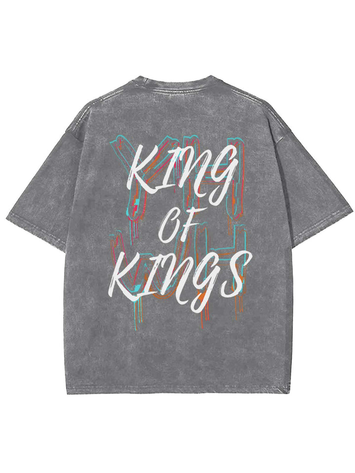Christianartworkshop King Of Kings Unisex Washed T-shirt - Gray - 4XL - image 14