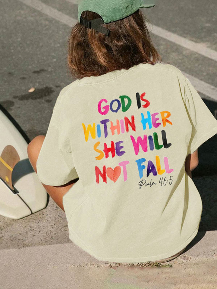 Christianartworkshop God Is Within Her She Will Not Fall Unisex Washed T-shirt - image 3